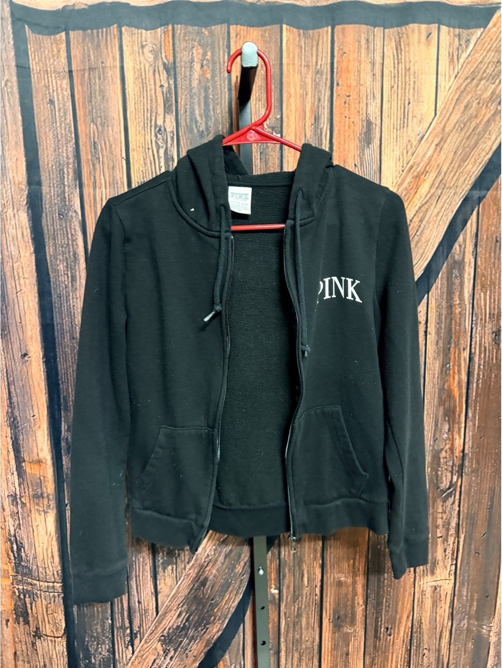 PINK Victoria's Secret Black Zip-Up Hoodie XS
